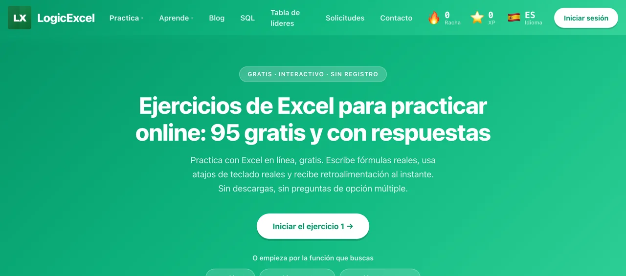 Spanish exercise hub: Ejercicios de Excel para practicar online, 95 gratis y con respuestas.