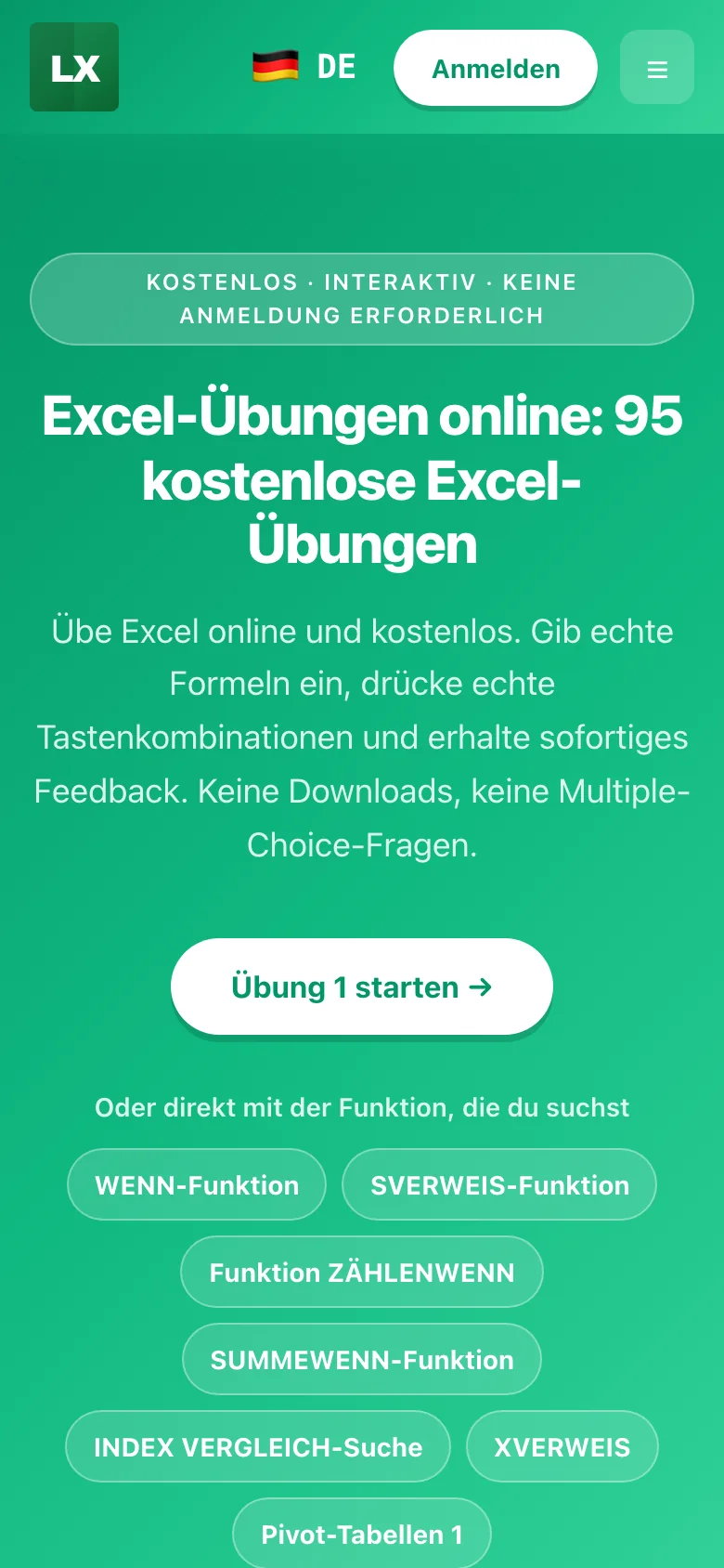 German exercise hub on a phone.